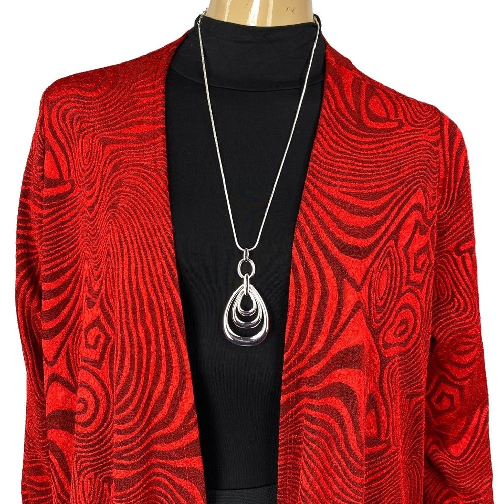 LuLaRoe Women's Red & Black Long Open Shrug Size Large